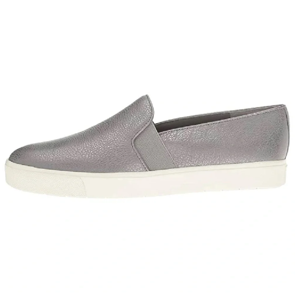 VINCE Blair 12 Gunmetal Leather Slip On Sneakers